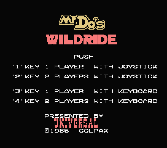 Mr. Do's Wild Ride title screen for MSX